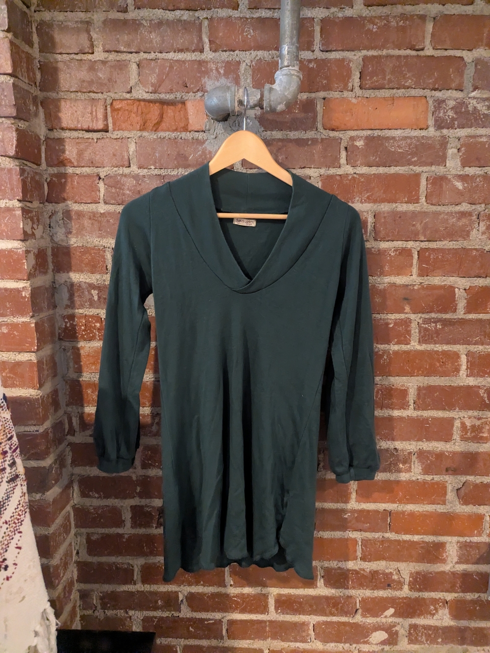 V-Neck Long Sleeve Tunic Top in Deep Green